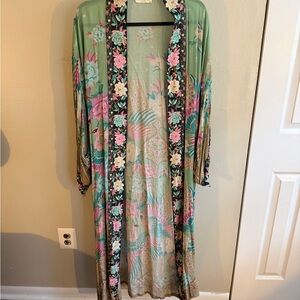 Spell Floral Kimono in Black and Pink